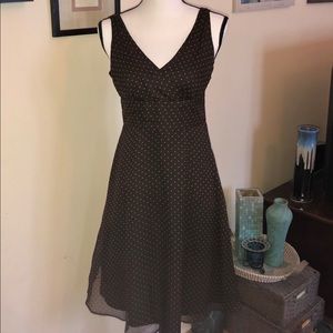 J Crew Brown Polka Dot Fit & Flare 100% Silk Dress